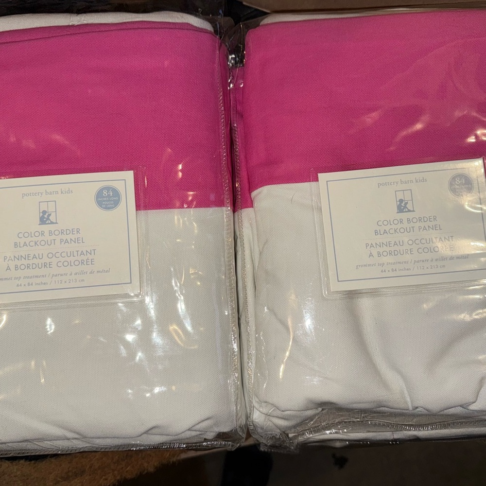 Pottery Barn Kids Pink and White 84” Blackout Panel with grommets